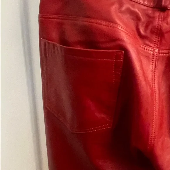 Ron Tomson Fiery Red Leather Trousers - Picture 10 of 11